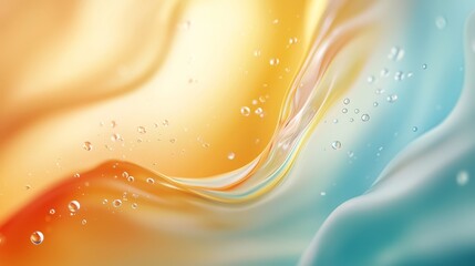 Wall Mural -  an abstract background with a variety of colors, including yellow, orange, blue, and white, and water droplets scattered throughout