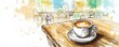 © AURA COLLECTIONS - A cozy coffee scene with latte art on a wooden table in a caf? setting.