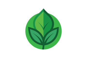 Sticker -  Eco icon green leaf vector art illustration.