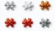 © Elchin Abilov - Set of metallic foil bows in red white gold and silver with shadow isolated on white for holiday decor