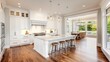 © raja - Modern Kitchen with White Cabinets and a Large Island