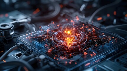 Fototapete - Innovative healthcare network graphic displaying digital integration futuristic tech environment visual concept for marketing