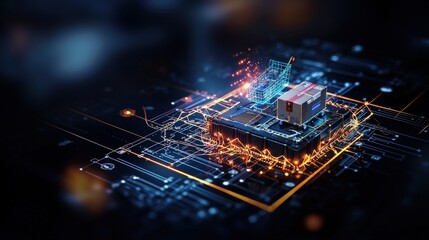 Aufkleber - Ecommerce innovations in technology virtual space interactive graphic digital environment futuristic concept