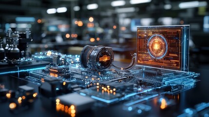 Leinwandbilder - Advanced technology integration high-tech workspace digital display futuristic environment close-up view innovation concept