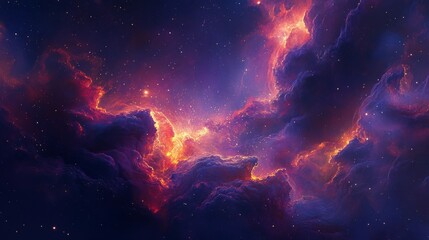 Wall Mural - Stunning celestial view of colorful nebula with bright stars in deep space night sky