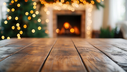 Sticker - Warm cozy holiday ambiance with decorative lights and fireplace