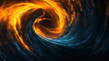 Wall Mural - A swirling vortex of orange and blue, evoking motion and energy in a dynamic abstract design.