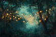 © @foxfotoco - Glowing Tree Lights Illuminating a Twilight Forest Scene