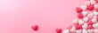 © Yana - top view, heart border on isolated pink background. St Valentine's celebration concept. For banner, design, sale, social media, blog, cover, thumbnail, presentation, linkedin