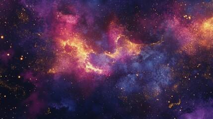 Wall Mural - Stunning celestial view of colorful nebula with bright stars in deep space night sky