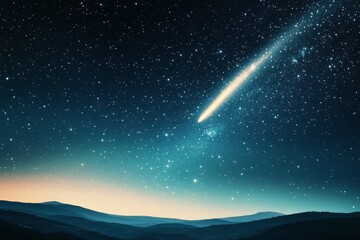 Wall Mural - bright comet streaking across a star filled night sky in a cosmic display