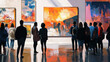 © Pavithiran - Group of people attend an art gallery with paintings. Ai generated.