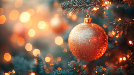 Wall Mural - christmas tree balls hanging on a christmas tree