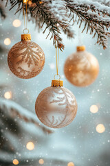 Wall Mural - christmas tree baubles hanging on a branch