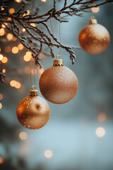 Wall Mural - christmas tree baubles hanging on a branch