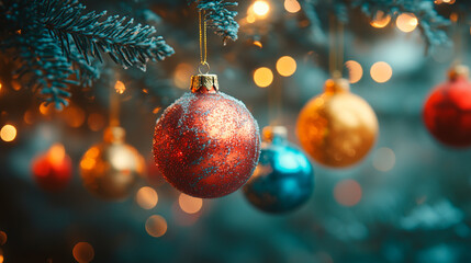 Wall Mural - traditional christmas tree balls