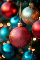 Wall Mural - traditional christmas tree balls