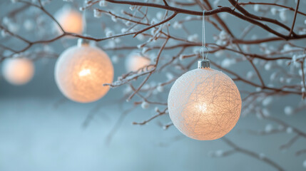 Wall Mural - christmas balls hanging on a tree