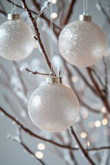 Wall Mural - christmas balls hanging on a tree