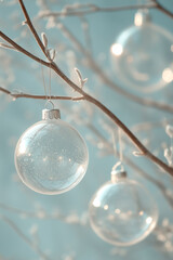 Wall Mural - christmas balls hanging on a tree