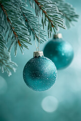 Wall Mural - christmas tree balls hanging on a christmas tree