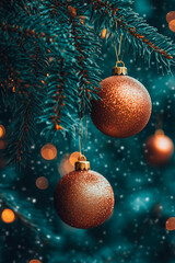 Wall Mural - christmas tree balls hanging on a christmas tree