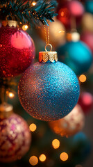 Wall Mural - traditional christmas tree balls