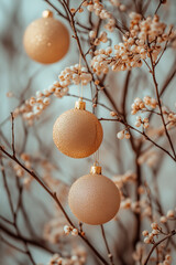 Wall Mural - christmas tree baubles hanging on a branch