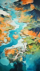 Wall Mural - Alpine Lakes from Above