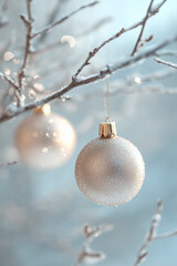 Wall Mural - christmas balls hanging on a tree