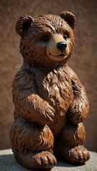 Canvas Print - Brown teddy bear or bear statue.