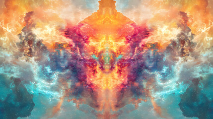 Wall Mural - Stunning visual representation of a cosmic explosion showcasing a vibrant kaleidoscopic display of color and light within the boundless realm of the galaxy. Kaleidoscopic. Illustration