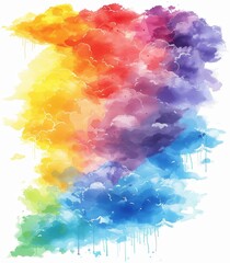 Wall Mural - Watercolor Rainbow Clouds: Design for Merch