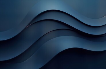 Poster - Dark blue abstract waves background. Smooth gradients create dynamic design. Modern, sleek aesthetic. Perfect for tech eco concepts. Stylish backdrop with subtle light effects. Suitable for branding