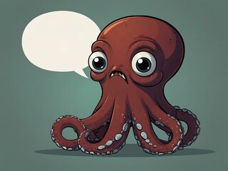 Sticker - Cartoon giant octopus with a speech bubble.