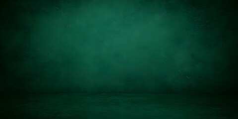 Wall Mural - Elegant dark emerald green background with black shadow border and old vintage grunge texture design