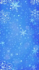 Wall Mural - vertical blue crystal snowflakes background 4k loop features a blue atmosphere with falling crystal 