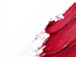 Aufkleber - A striking red paint stroke stands out against a clean white background, offering a perfect accent for artistic projects while providing ample copy space on the left