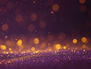 Leinwandbilder - A delicate background features a blend of soft purple and sparkling gold glitter, creating a dreamy bokeh effect ideal for luxurious design projects or special events