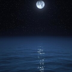 shimmering silver moonlight on a calm lake surface , atmospheric, reflective, lake, shimmering, natu