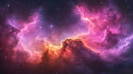 Wall Mural - 360 degree equirectangular panorama of a nebula space background
