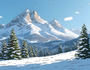 Wall Mural - Snowy Mountain Landscape