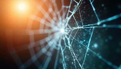 Aufkleber - Abstract shattered screen background with lens flare. Damaged display with colorful glow shows broken pattern. Distressed screen texture with faded colors, dust. Dark background with light, blur