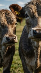 Canvas Print - Close-up of Angus and Murray Grey cows grazing.