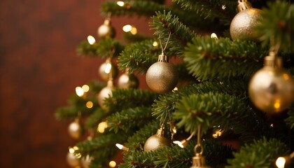 Wall Mural - Bokeh of Light on Christmas tree. Defocused Light on Christmas tree on blurred background. Blurred Christmas background for template