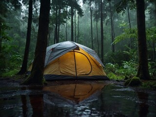 tent in the forest