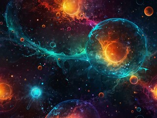 colorful abstract cosmic bubbles.
