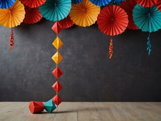 Sticker - Colorful firecrackers hanging on a festive backdrop.