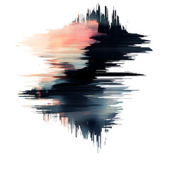 Poster - Vibrant glitch art creating an abstract shape, perfect for contemporary digital art projects with a transparent backdrop