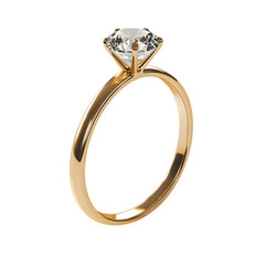 Poster - Luxurious golden ring featuring a large brilliant-cut diamond, representing commitment and love, isolated on a clear background